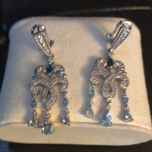 Judith Ripka sterling silver and blue topaz earrings